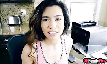 Petite Asian Teen Christian Charity Fucks Stepdad Behind Mom's Back