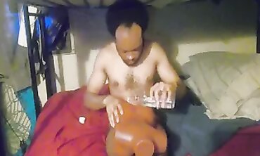 Ebony Amateur Nelson Masturbates and Takes a Big Dick Cowgirl