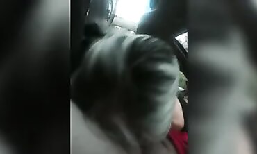 Blonde MILF Escort Gags and Swallows Big Cock in Car