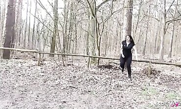 barely legal German Student Gets Facial Cumshot In Public