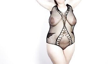 On Tries Bodystocking in Amateur BBW Lingerie Review