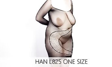 On Tries Bodystocking in Amateur BBW Lingerie Review