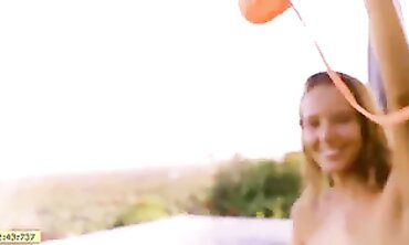 Funny Russian Blonde Babe Gets Grabbed in Softcore Scene