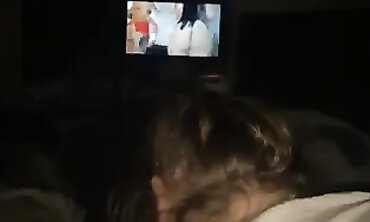 Hot MILF Deepthroats While Watching Latina Ass