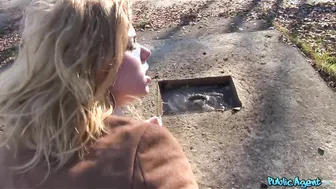 POV Outdoor Agent Gives a Thankful Blowjob
