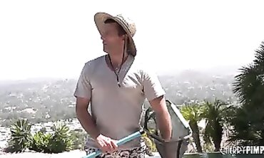 Busty Cougar Taunts Poolboy With Massive Assets