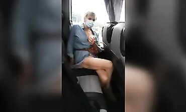 Blonde MILF Masturbates and Climaxes on a Public Bus