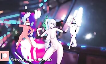 RWBY MMD: Weiss Schnee Anal Threesome Dance