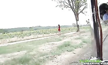 Exotic Filipina Honey Rails a Motorcycle in the Jungle