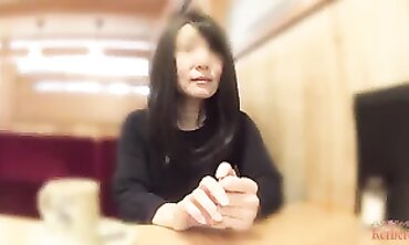 Cheating fiance took off her g-string into the cafe