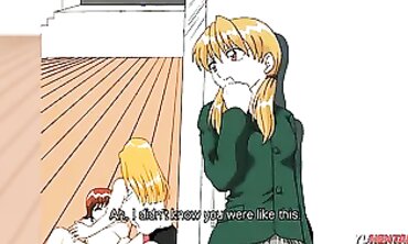 Uncensored Anime: Blonde Lesbian Friend Licks Her Inexperienced BFF's Pussy