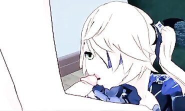 Fischl Cosplay Offers Blowjob Then Gets Creampie