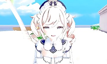 Barbara Genshin Impact 3D Hentai Blowjob Outside