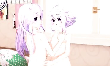 3D Yuri: Neptunia and Nepgear Cosplay Lesbian Sex