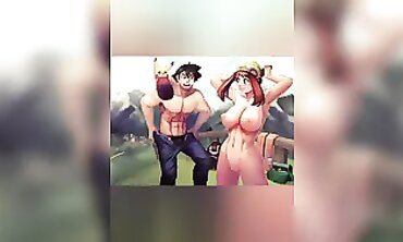 Busty Brunette Lesbian Hentai Compilation
