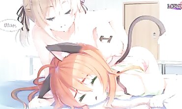 Ne No Kami - Visual novel game with stunning graphics featuring three beautiful characters in various steamy scenes