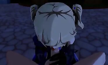 Fischl Genshin 3D Anime: Outdoor Blowjob