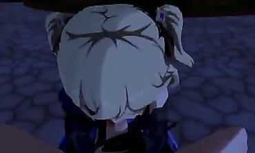 Fischl Genshin 3D Anime: Outdoor Blowjob