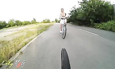 KinkyMylf Rides Rails Bike With Big Ass In Public