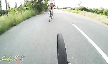 KinkyMylf Rides Rails Bike With Big Ass In Public