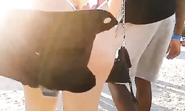 Candid Brunette BBW Shows Off Huge Ass in Small Bikini