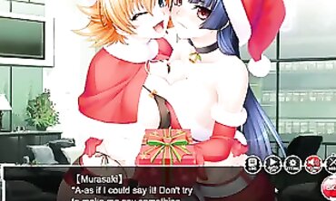 Sakura Igawa & Murasaki Yatsu in Taimanin Asagi Christmas Cosplay Threesome