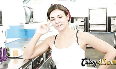 Curvy Bimbo Trades Laundry for a Hard Cock