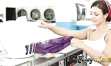 Curvy Bimbo Trades Laundry for a Hard Cock