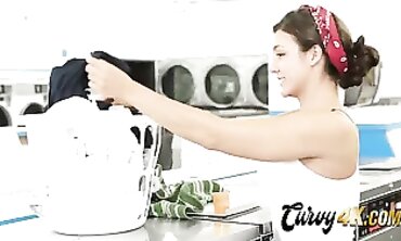 Curvy Bimbo Trades Laundry for a Hard Cock