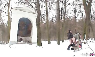 Curvy Nylon Clad Mature Woman Seduced by Stepbro for Outdoor Hardcore Sex