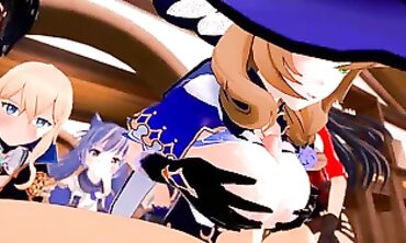 Genshin Impact 3D Hentai: Ahegao Aura Big Tits Gangbang