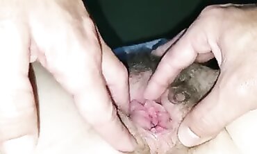 Macro Closeup of Hairy Milf Ex-Wife Fingered to Pulsating Orgasm