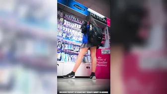 Honey's Sexy Upskirt in Short Skirt and Stockings