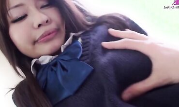 Japanese Schoolgirl Yuri Aine Gets A Creampie On Her Furry Muff