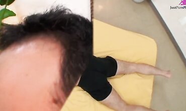 Asian brunette Jun and her girlfriend fuck a guy on a mattress in the middle of the room