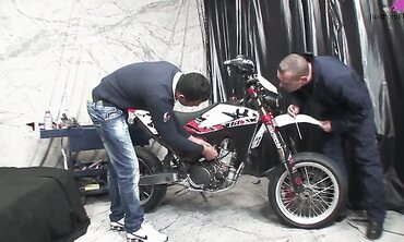 Two guys in the garage waited until their girlfriends came back and fucked them