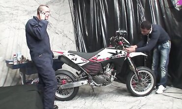 Two guys in the garage waited until their girlfriends came back and fucked them