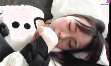Japanese Cutie With Tiny Tits And A Hairy Bush Sucks And Fucks
