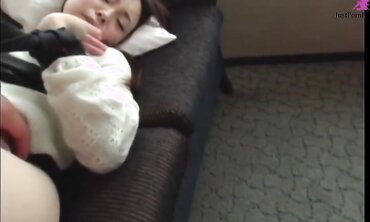Japanese Cutie With Tiny Tits And A Hairy Bush Sucks And Fucks