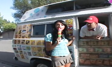 Black Haired Beauty Deena Daniels Gives Him Head and Enjoys a Big Cock