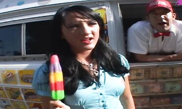 Black Haired Beauty Deena Daniels Gives Him Head and Enjoys a Big Cock