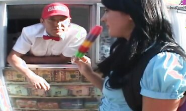 Black Haired Beauty Deena Daniels Gives Him Head and Enjoys a Big Cock