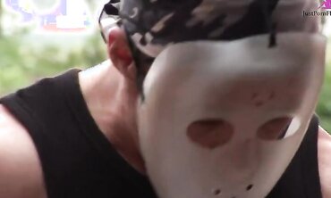 Euro Teen Sarah Rose Gets Anally Abused By Two Masked Men Outside