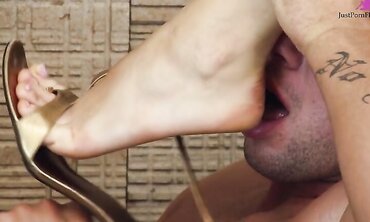 Footjob Leads To A Deep Fuck Against The Sink For This Cute Blonde