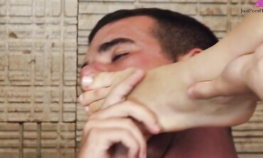 Footjob Leads To A Deep Fuck Against The Sink For This Cute Blonde
