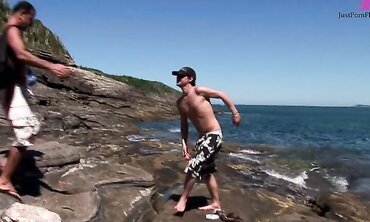 Chloe Delaure Loves Getting DP'd On The Ocean Rocks
