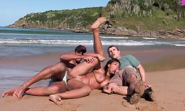 Babalou Takes Dicks In Each Hole On The Sandy Beach