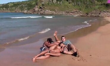 Babalou Takes Dicks In Each Hole On The Sandy Beach
