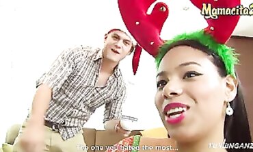 Christmas Comes Alive! Plumper Latina Beauty Andrea Flores Fucks Santa's Helper