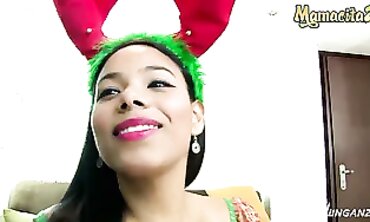 Christmas Comes Alive! Plumper Latina Beauty Andrea Flores Fucks Santa's Helper